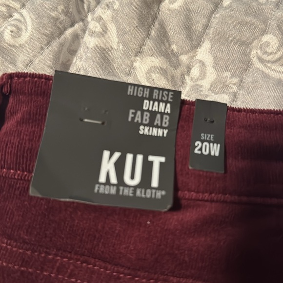 Kut from the Kloth NWT Diana High Rise Skinny Corduroy Pants Size 20W Color Wine - Picture 11 of 14